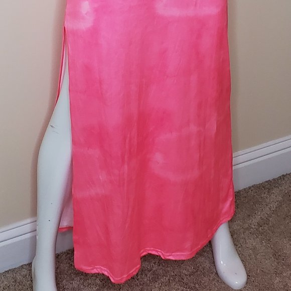 True Rock Hot Pink Scoop Neck Maxi Dress SZ L - Picture 7 of 11